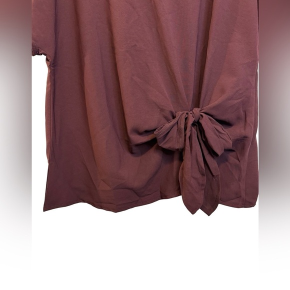 SHEIN Curve Maroon Brown Tie Front Short Sleeve Blouse Size 1XL NWOT ☀️ - Picture 6 of 14